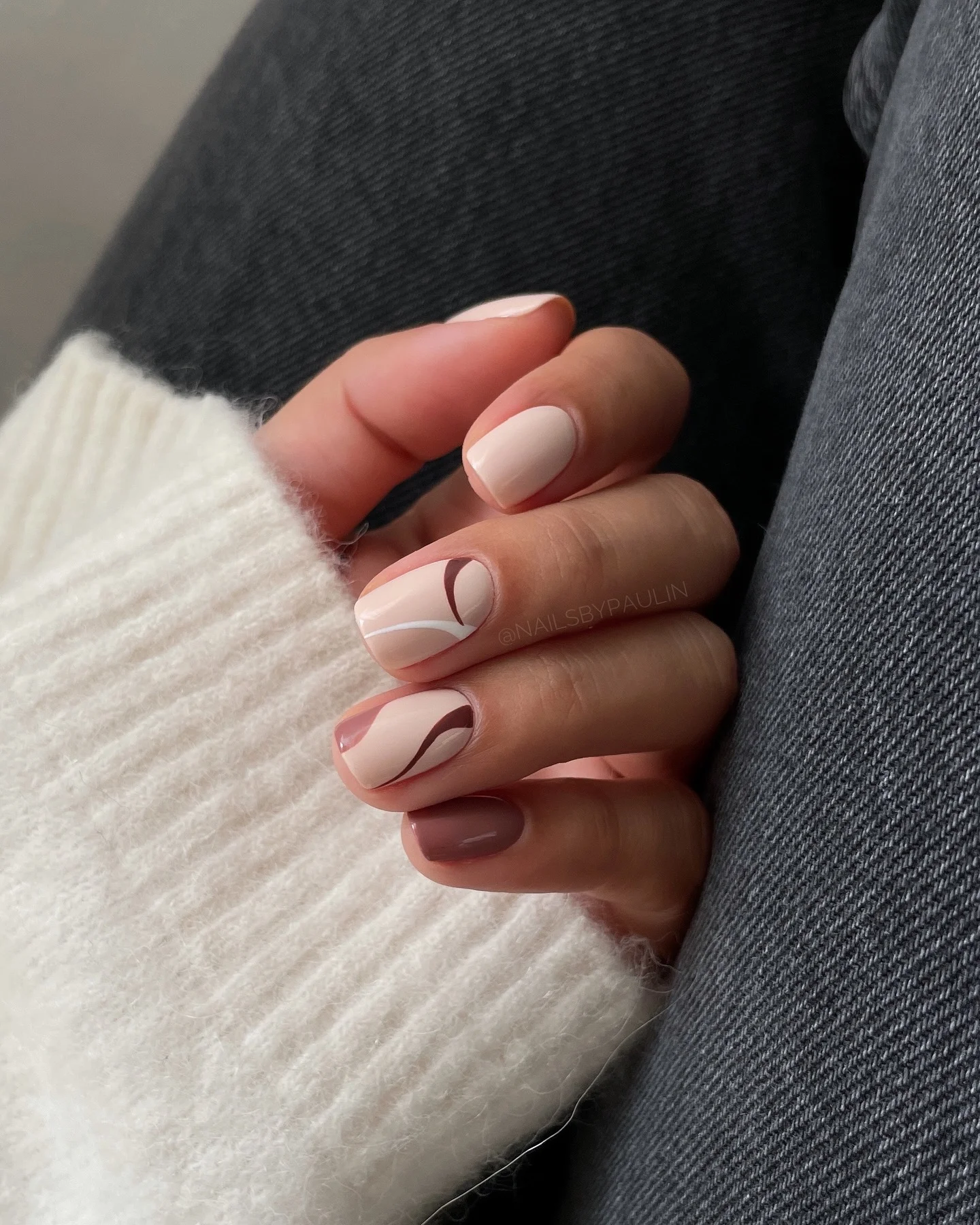 fall nail designs square shape 2026 Minimal Mocha Curves For Everyday Elegance
