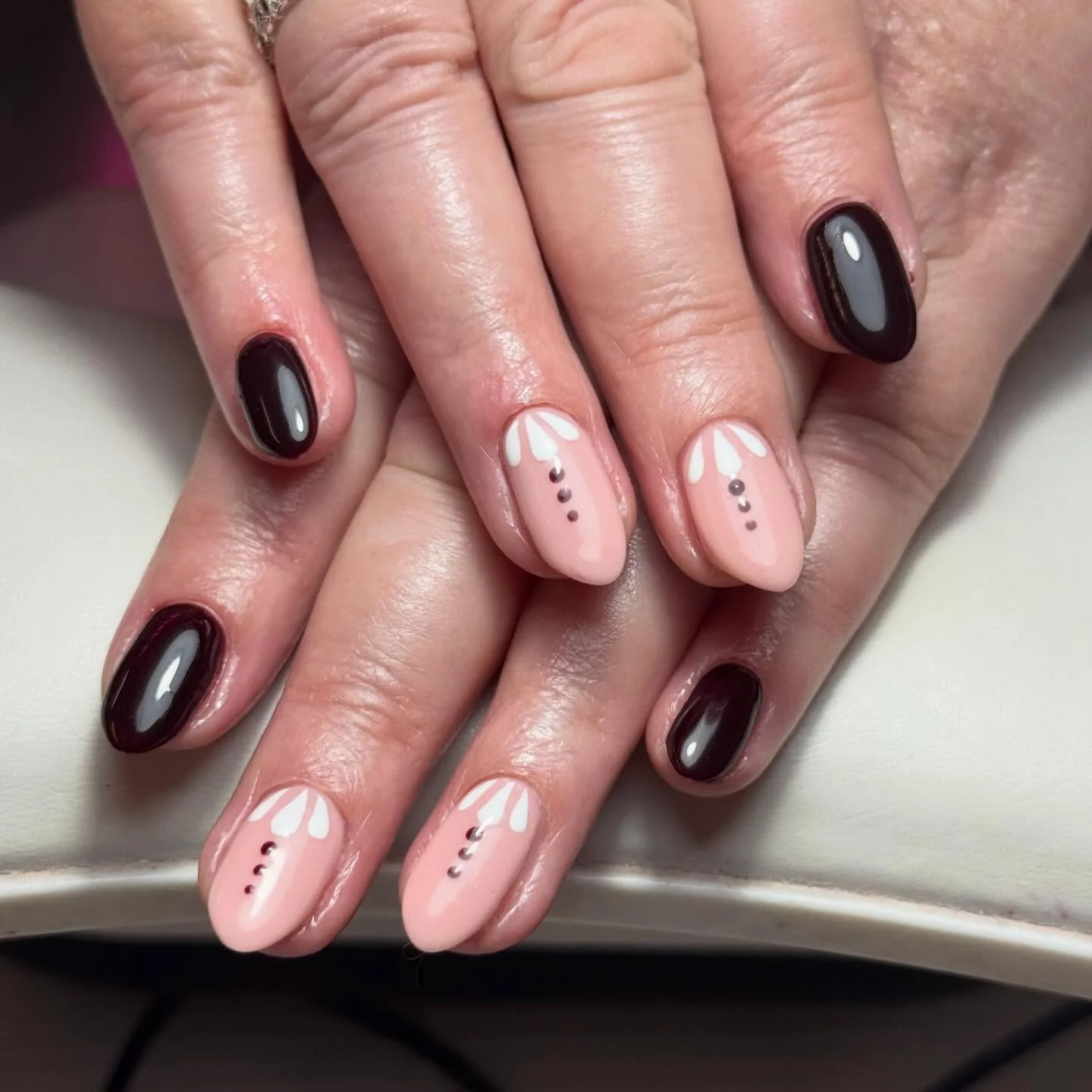 fall short almond nails 2026 Minimal Blush Nails With Chic Chocolate Accents