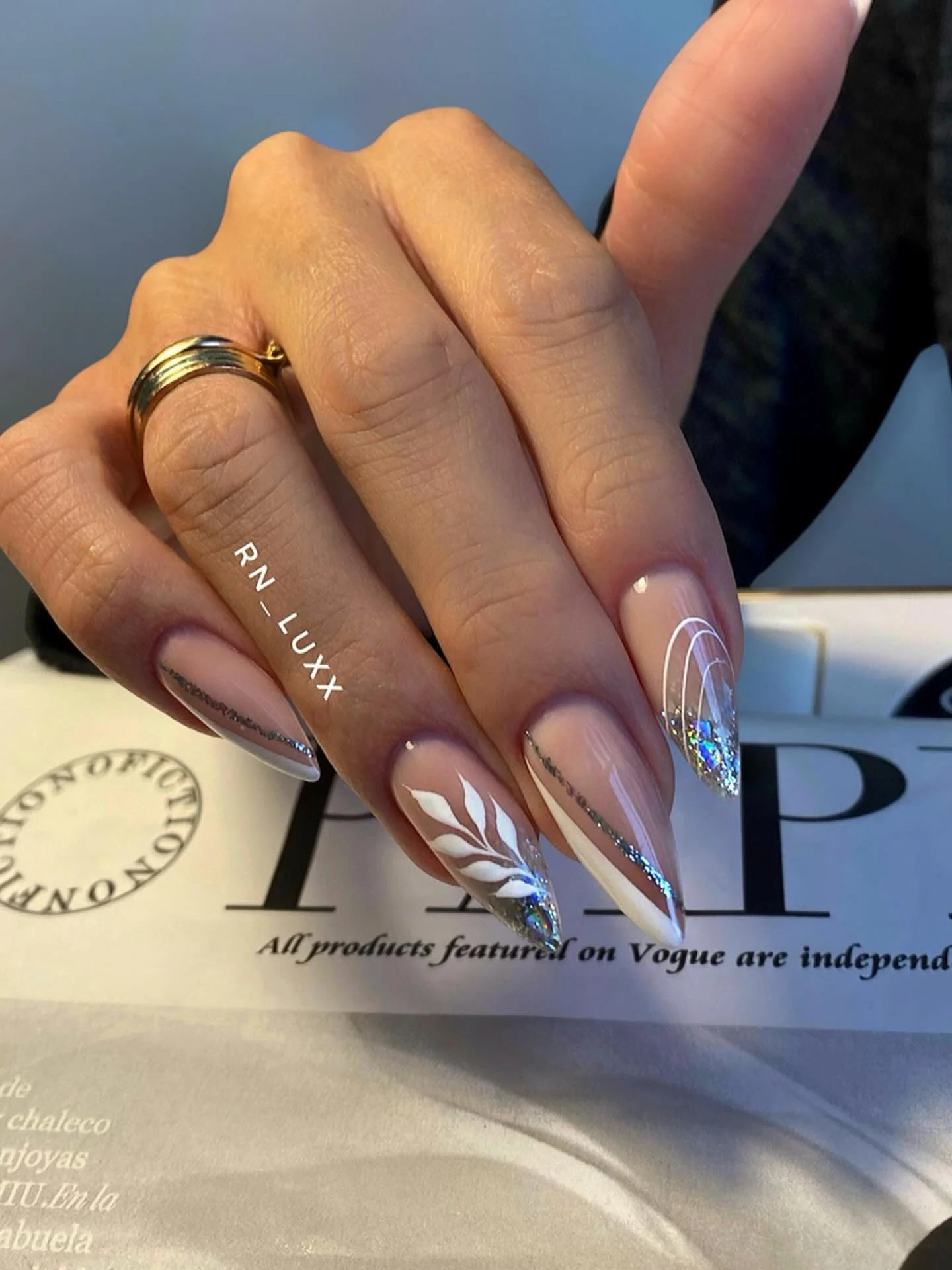 nude fall nails 2026 Sheer Nude Almonds With Icy Chrome Accents