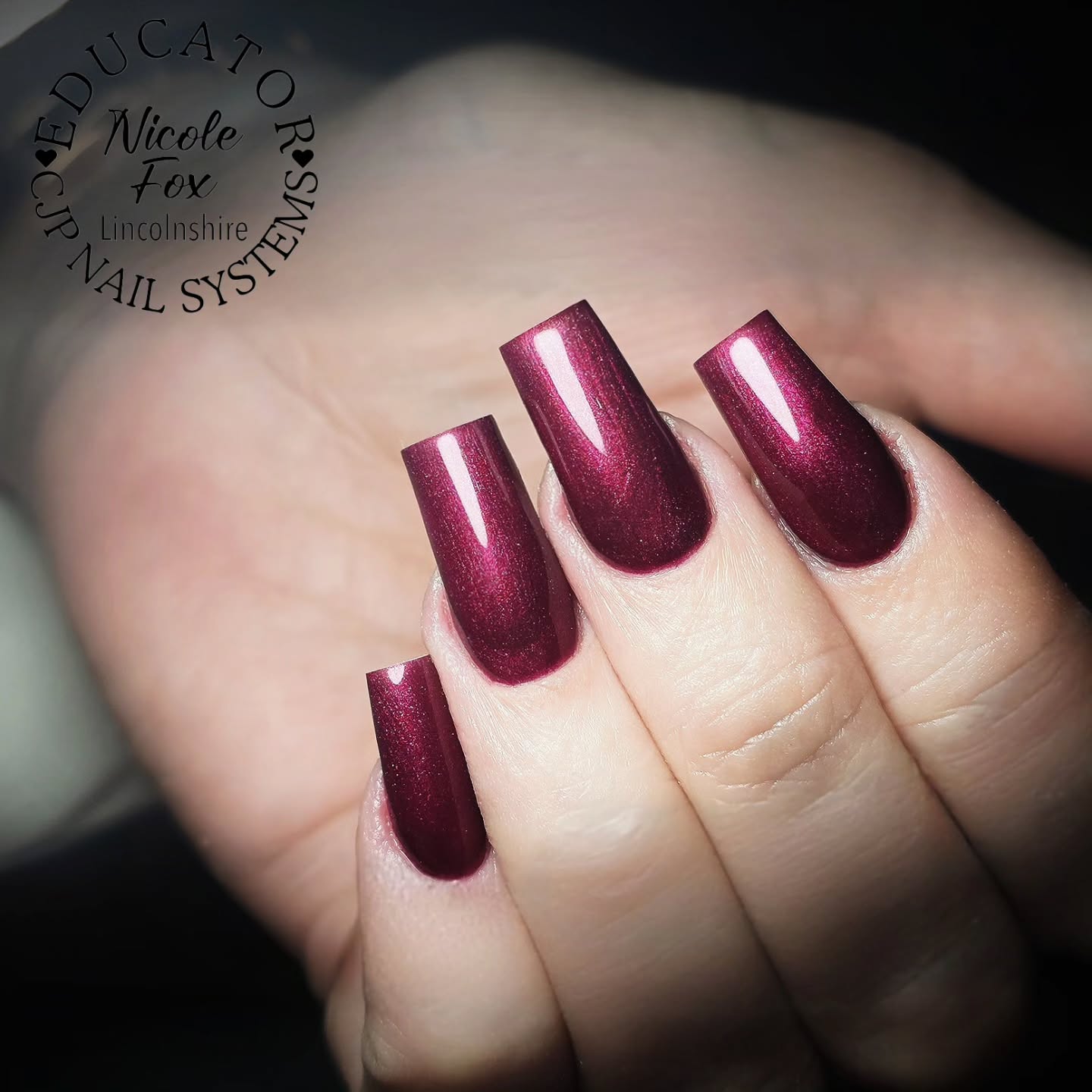autumn nails color Shimmering Wine Burgundy For Long Statement Nails