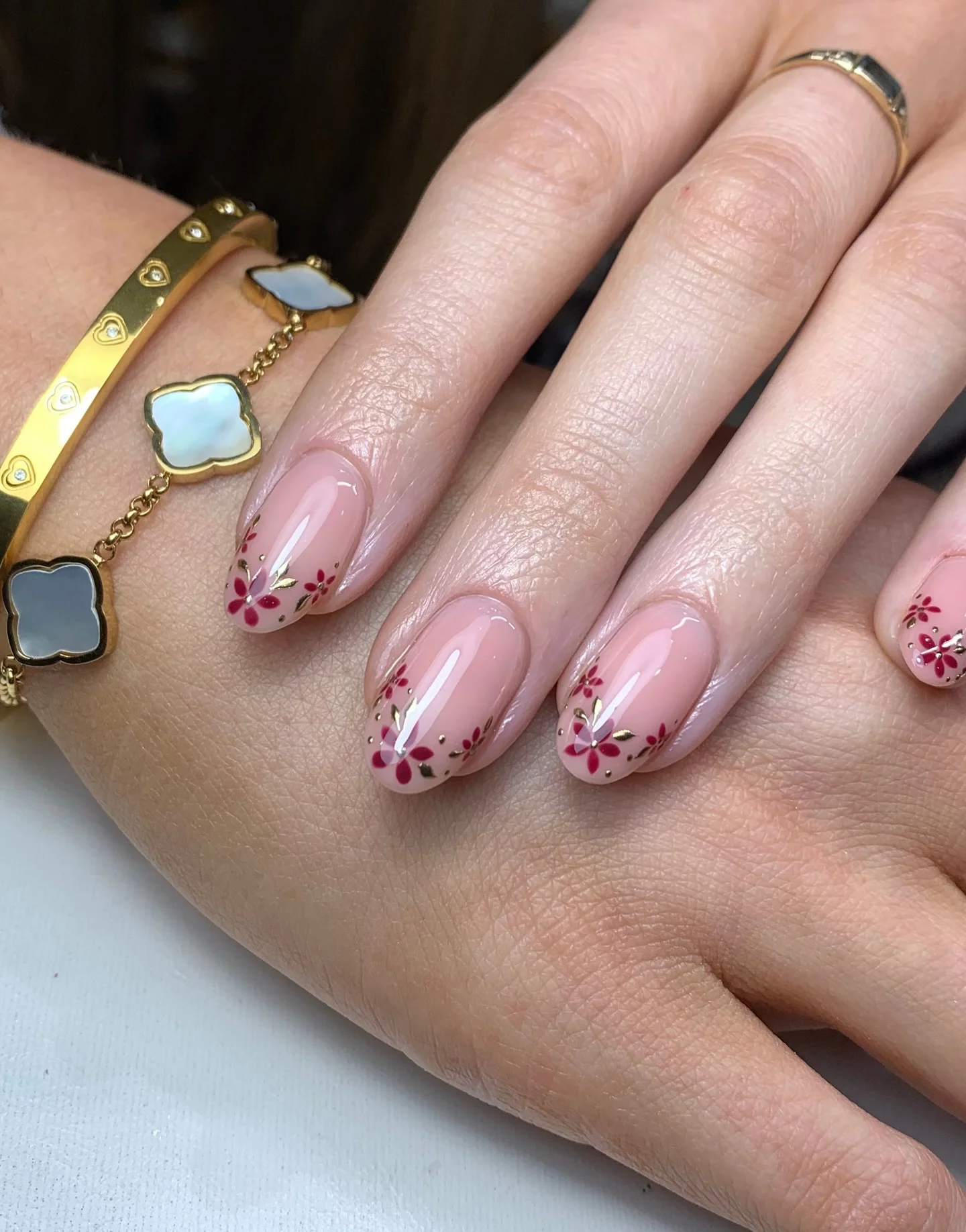 early fall nails 2026 Berry Blossom Micro Floral Elegance