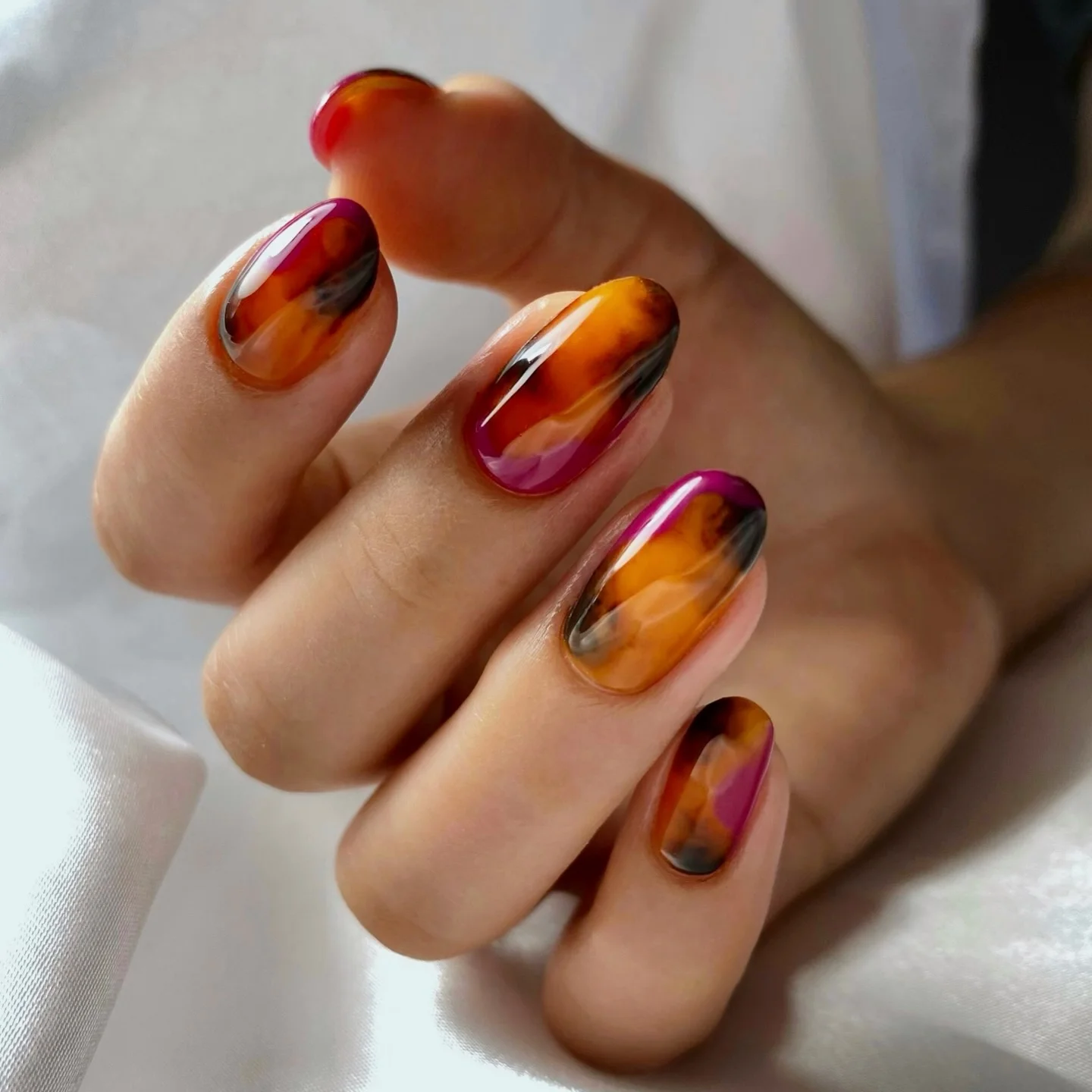 fall manicure ideas 2026 Vibrant Sunset Aura Nails For Bold Autumn Days