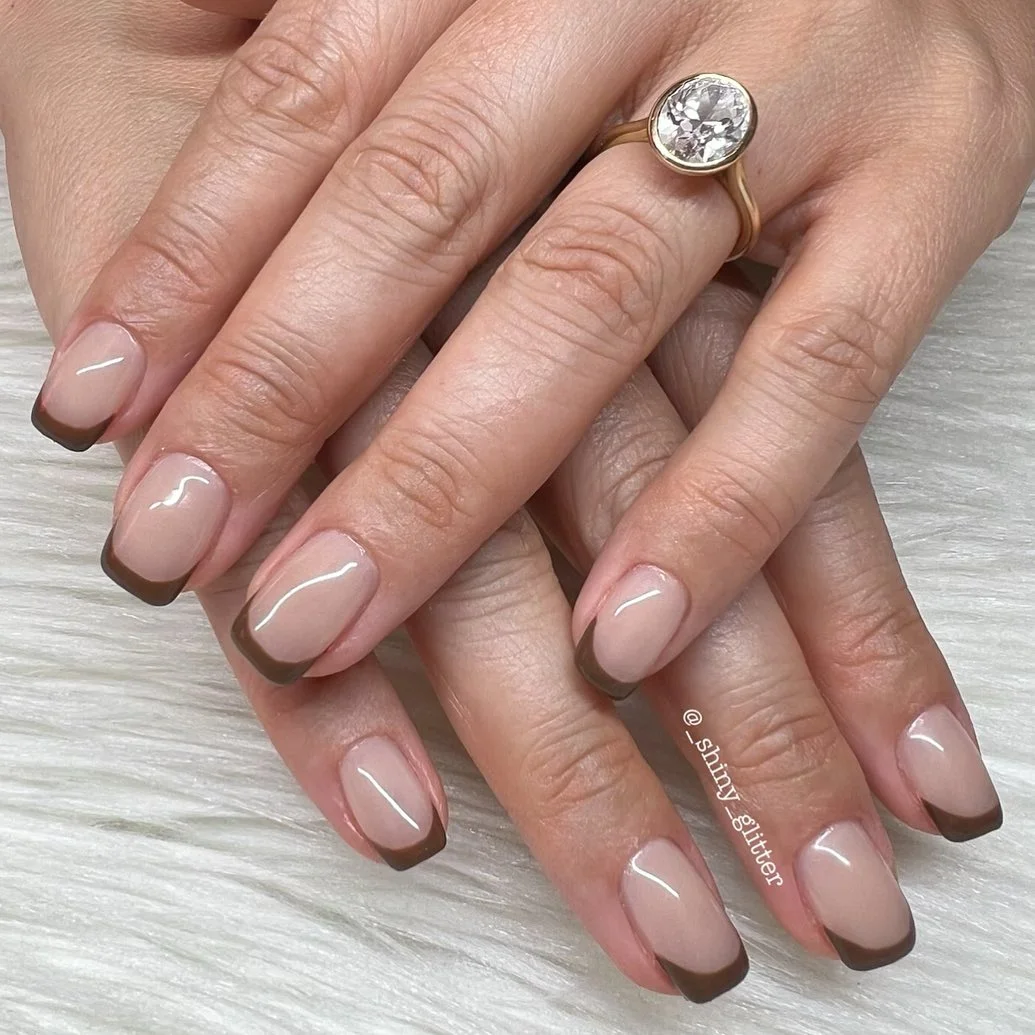 fall french nails 2026 Minimal Mocha French Tips For Everyday Autumn Style