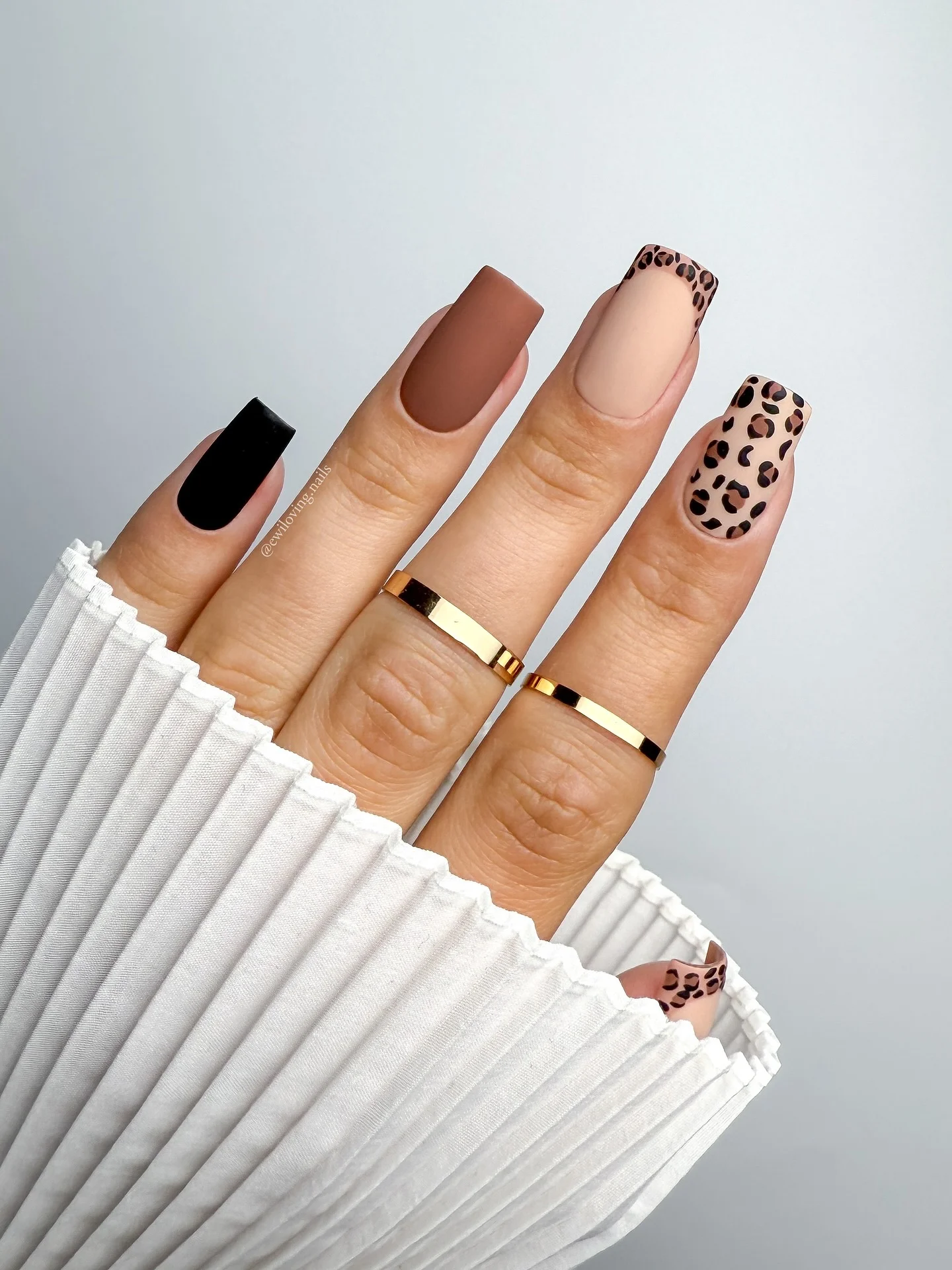 fall mid length nails 2026 Matte Leopard Print With Neutral Autumn Contrast