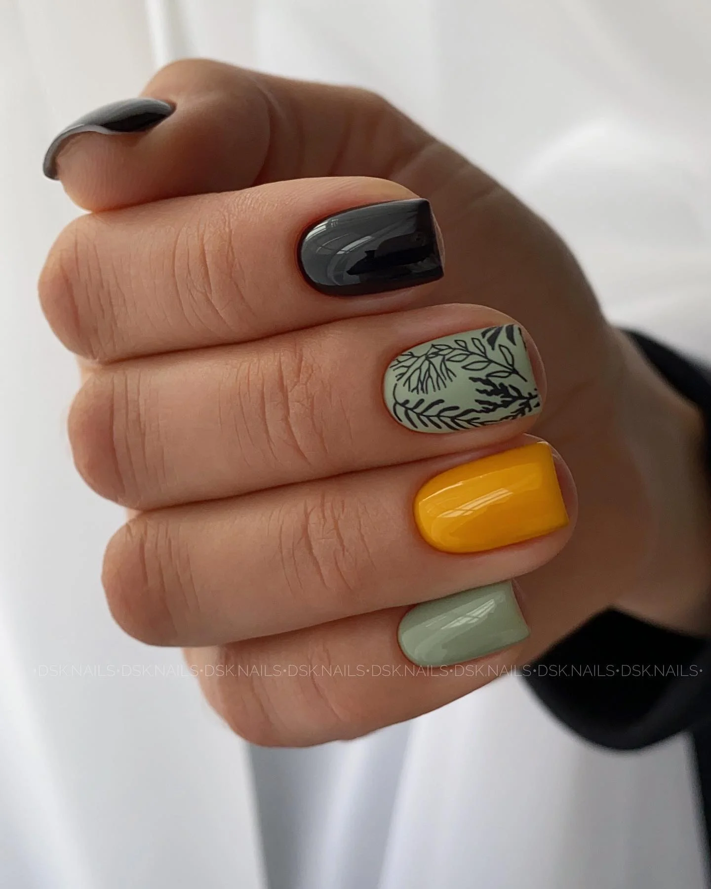 fall nails for olive skin tone 2026 Black Mustard And Botanical Olive Green