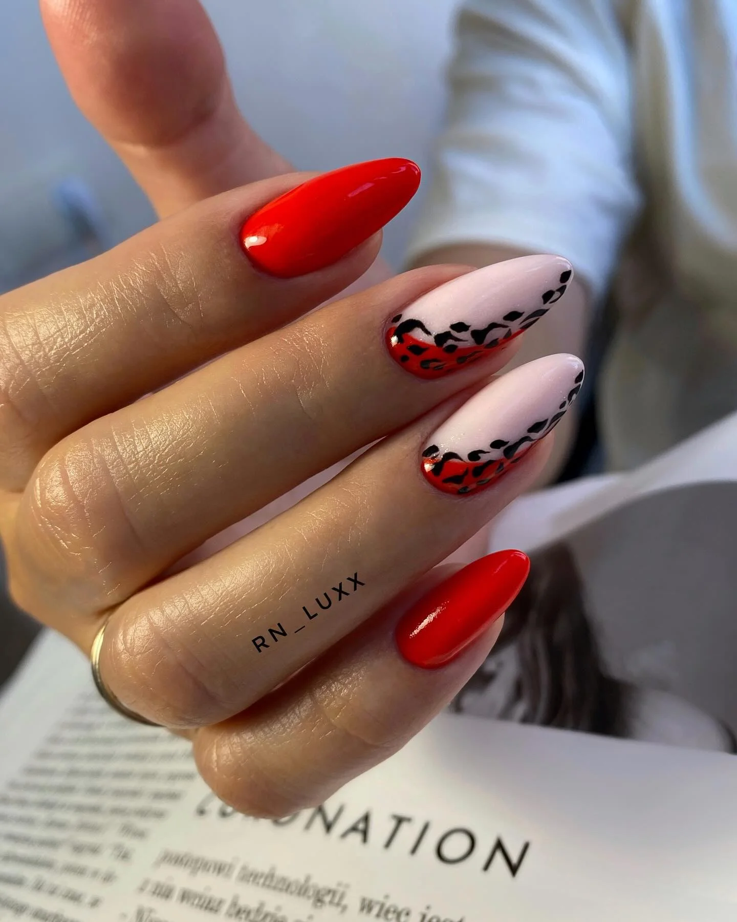 fall nails with autumn designs Cherry Red And Leopard Accents For A Playful Fall Statement