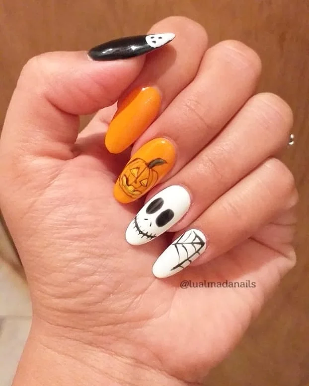 halloween nail art 2026 Playful Pumpkins And Spooky Cartoon Details