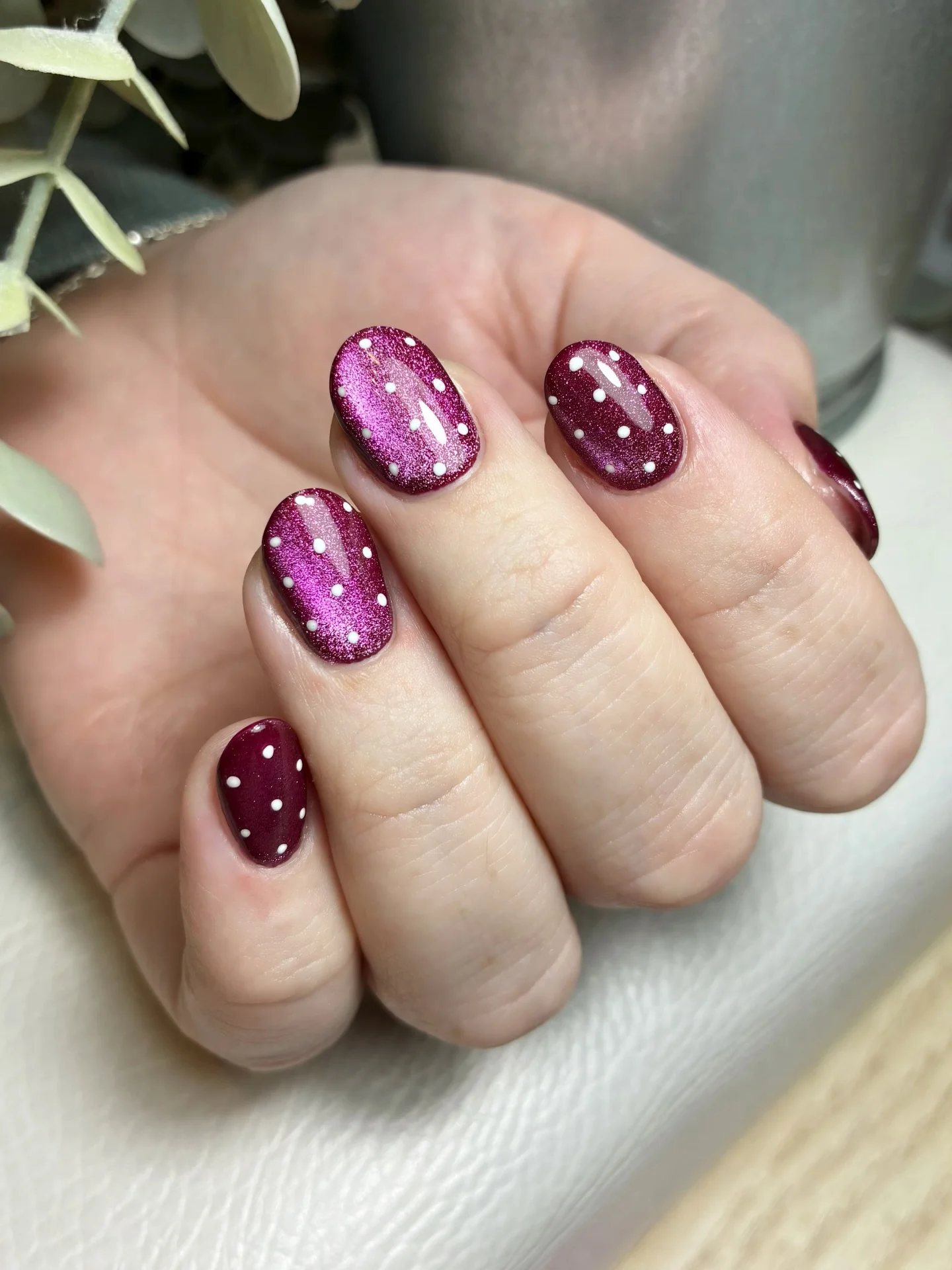 polka dot fall nails 2026 Berry Shimmer Polka Dots With A Party-Ready Glow