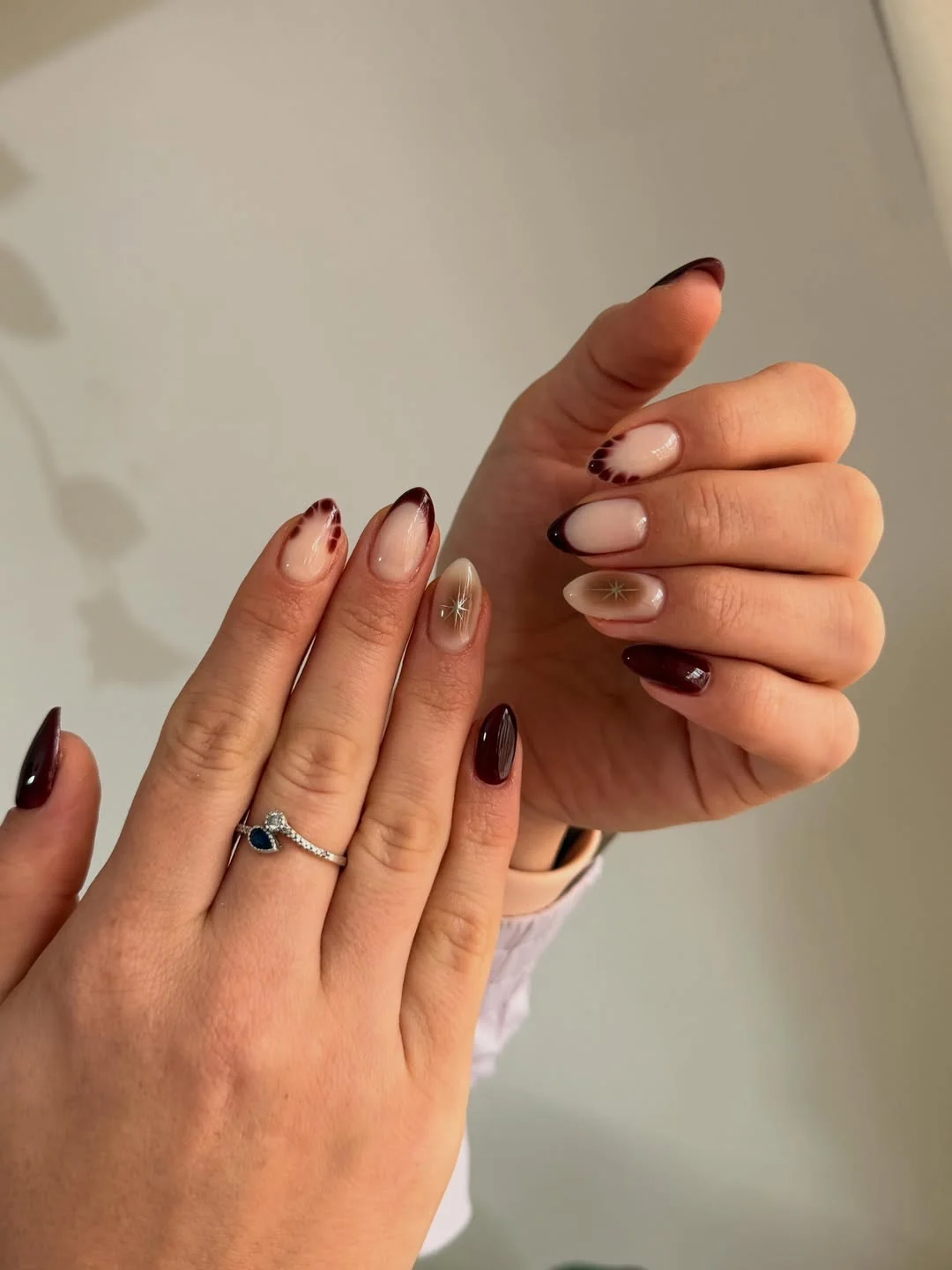 fall short almond nails 2026 Moody Burgundy French With Soft Autumn Glow