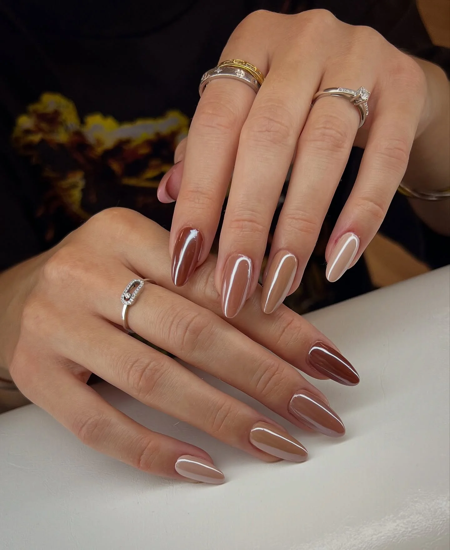 autumn nails color Warm Brown And Neutral Almond Shades