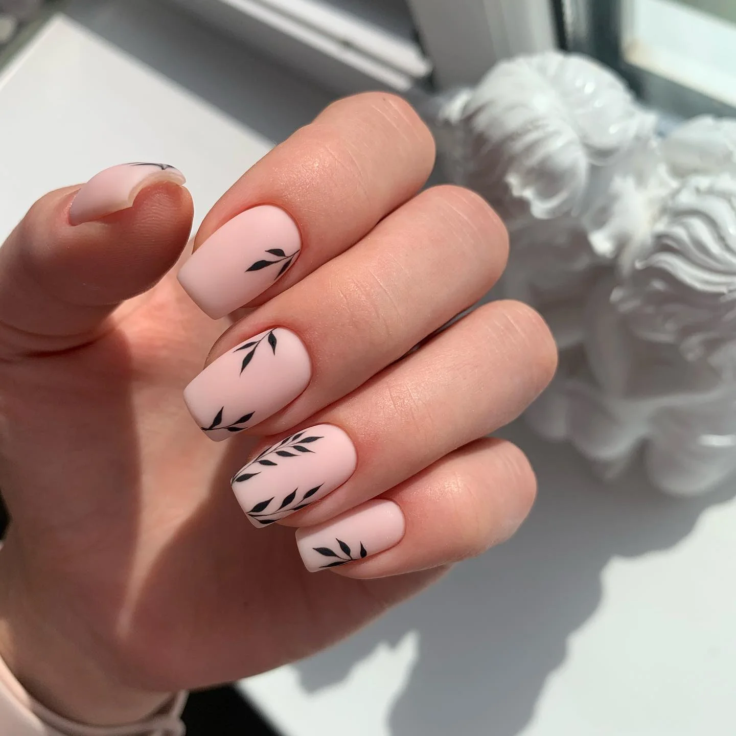 nude fall nails 2026 Milky Nude Almonds With Minimal Botanical Details