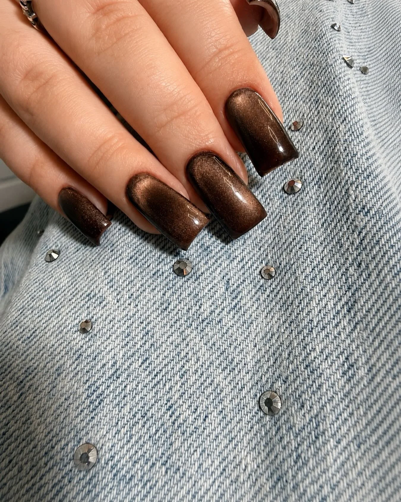 fall manicure colors 2026 Deep Chocolate Brown With A Subtle Shimmer
