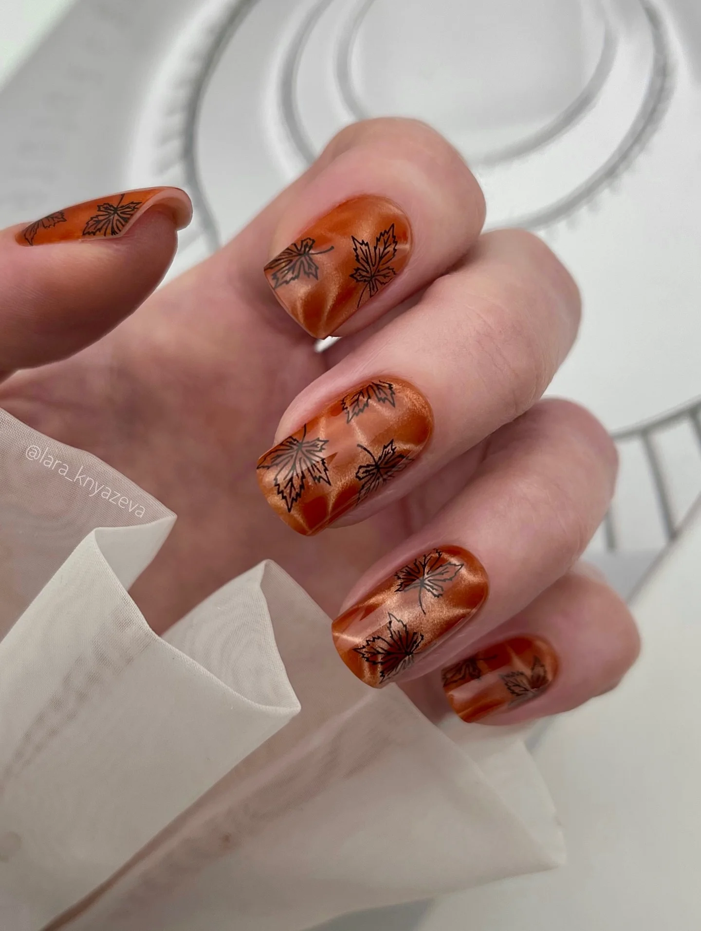 fall nails with autumn designs Burnt Orange Maple Leaf Elegance