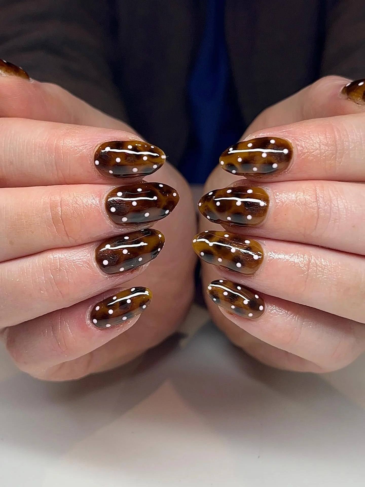 polka dot fall nails 2026 Tortoiseshell Dots With A Glossy Autumn Finish