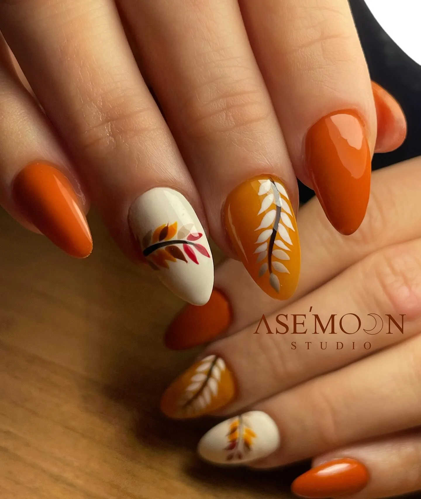 fall nail inspiration 2026 Burnt Orange Leaves That Celebrate The Season