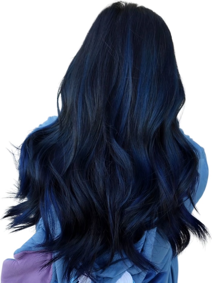 Midnight Navy With Brighter Blue Accents Midnight Navy With Brighter Blue Accents — Deep Winter Hair Color