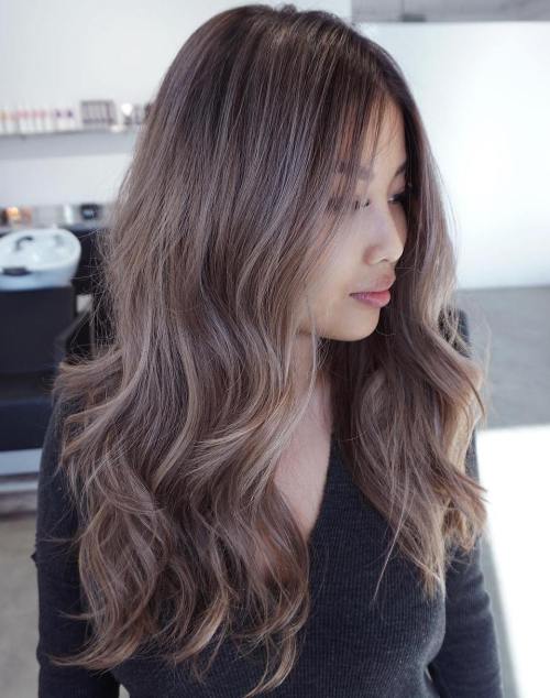 Muted Mushroom Brown Mid-Back Waves — Mushroom Brown Hair