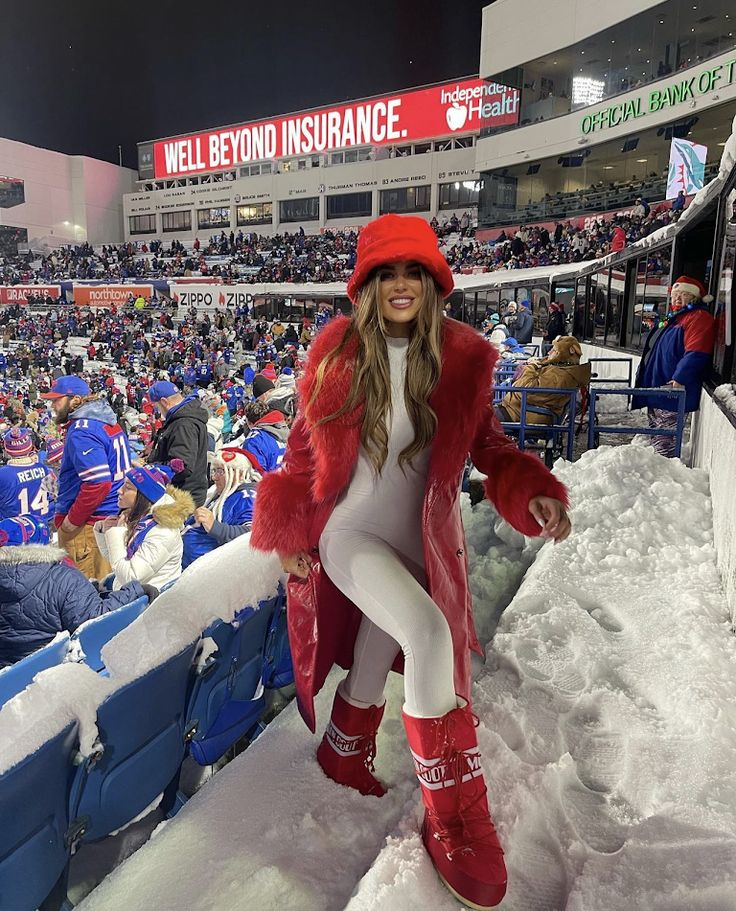 Bold Red Faux Fur Coat for Ultimate Game Day Warmth Bold Red Faux Fur Coat for Ultimate Game Day Warmth — Cold Weather Game Day Outfits