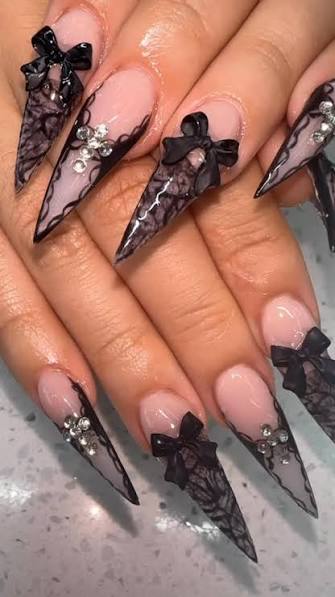 Black Lace Nail Design Inspiration