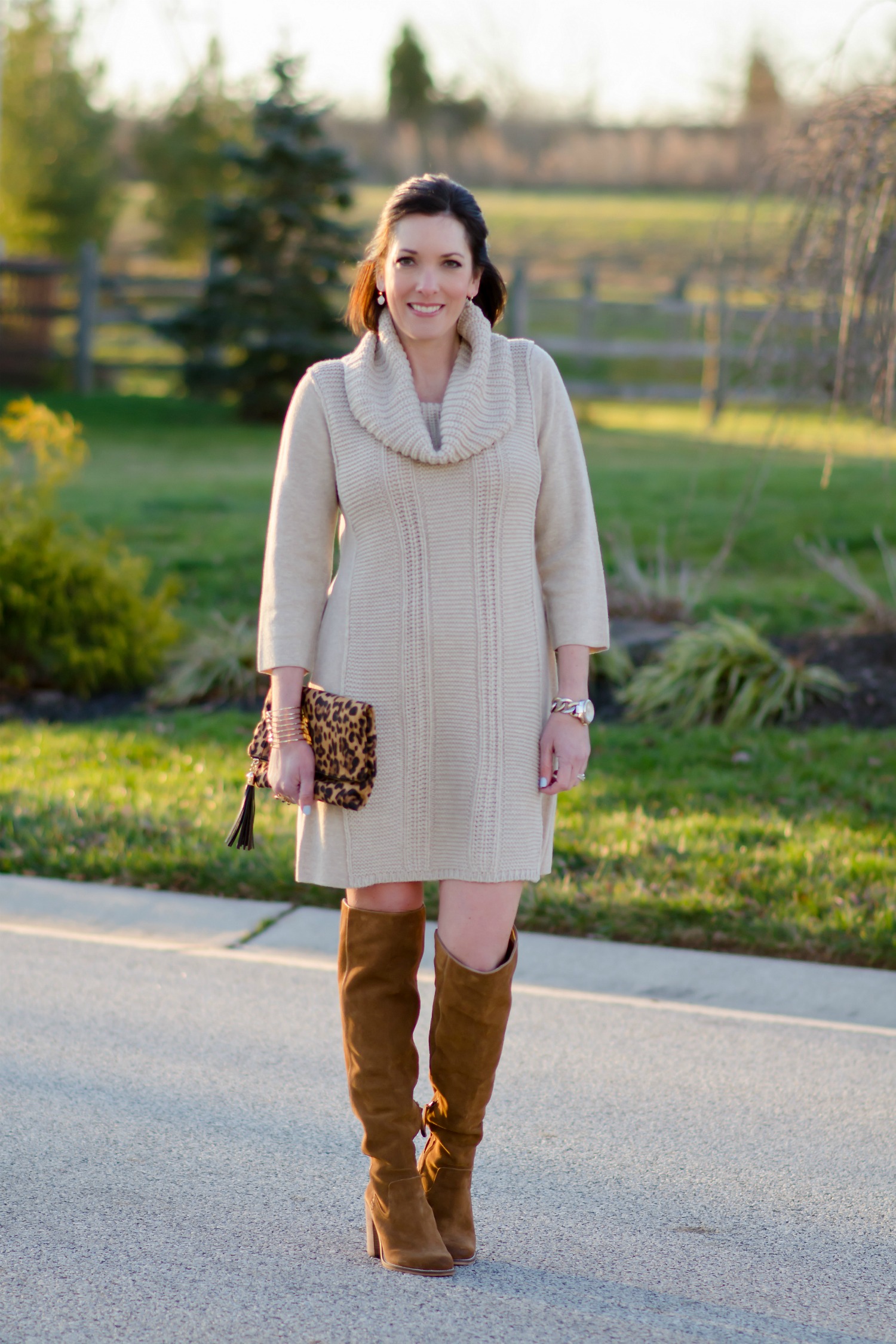 Riding Boots Outfits With Boots And Dresses Winter Outfit Ideas: Sweater Dress OTK Boots Jo-Lynne Shane