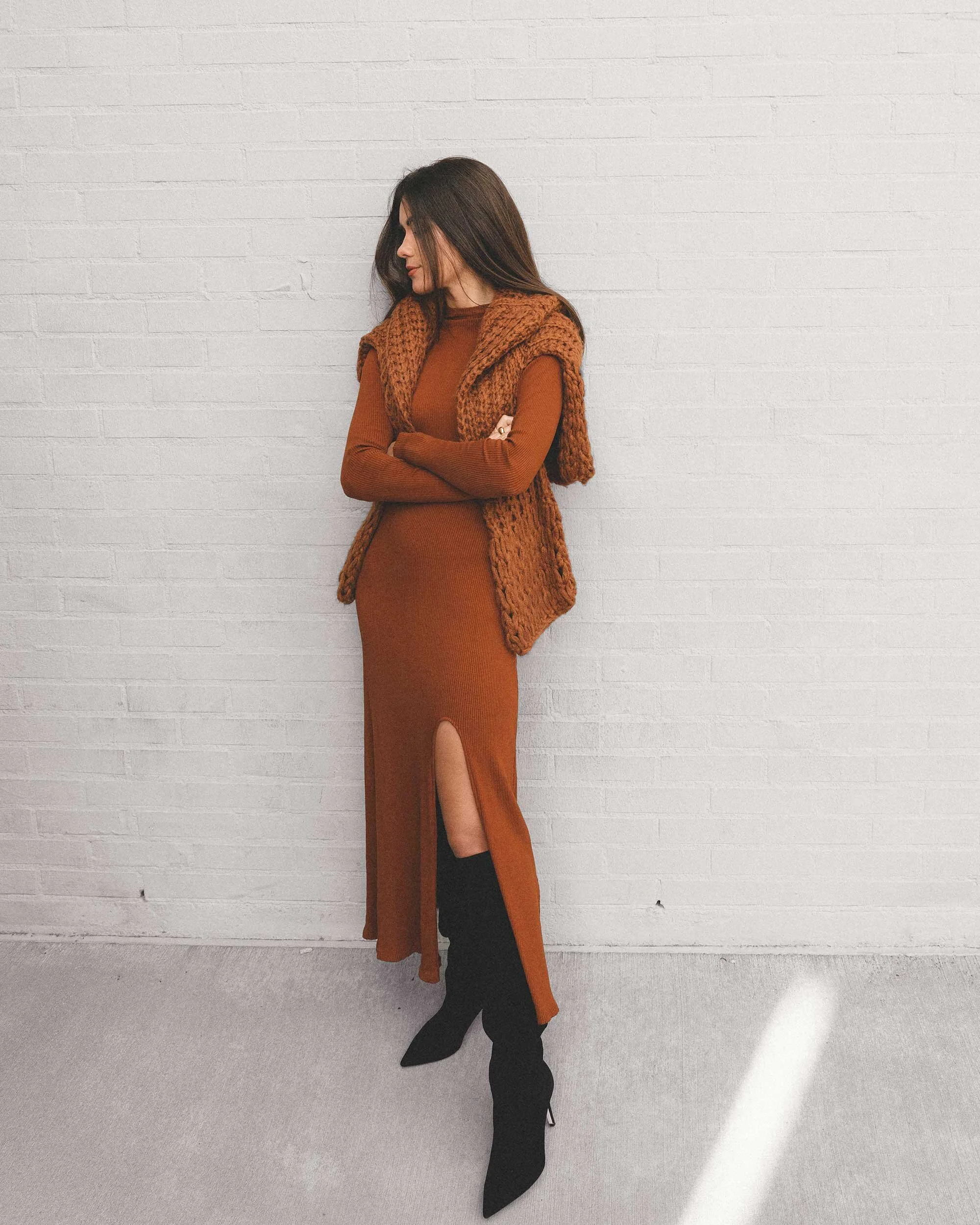 Easy Fall Outfit Idea: Maxi Dress and Knee High Boots — Sarah Christine