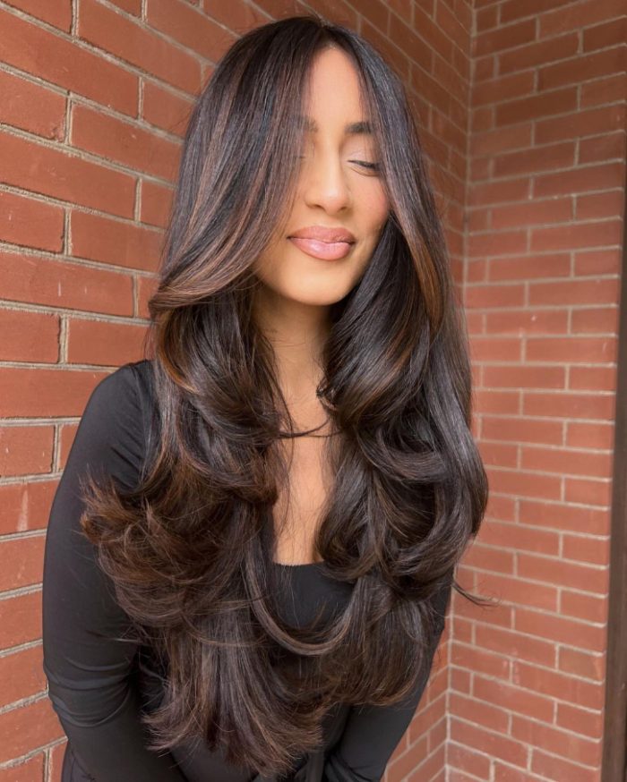 Deep Espresso With Warm Caramel Highlights Deep Espresso With Warm Caramel Highlights — Winter Hair Colors for Brunettes