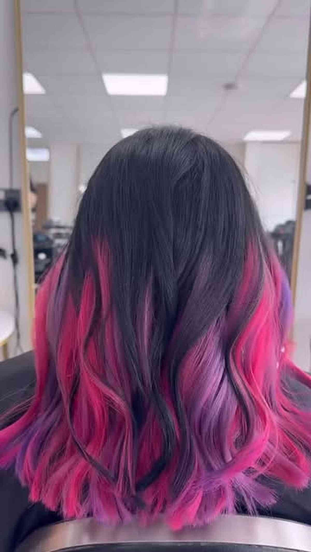 Black to Pink Purple Collarbone Ombre Black to Pink Purple Collarbone Ombre — Winter Ombre Hair
