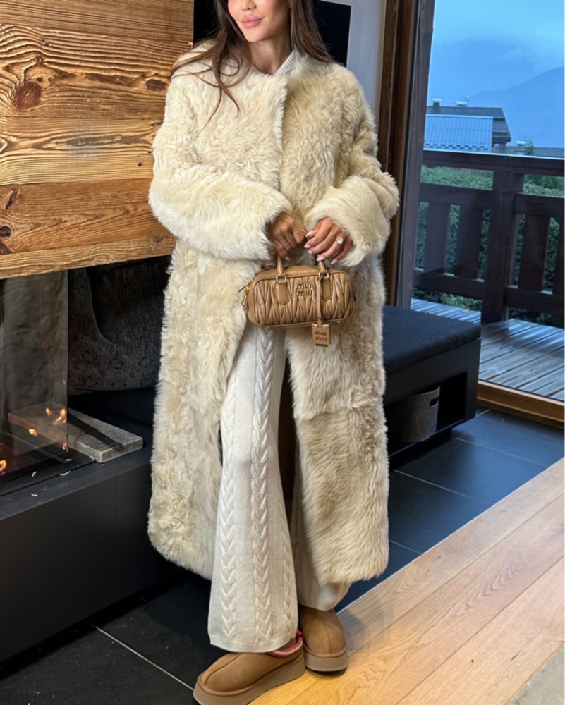 Toteme Silky Shearling Coat Eggnog by Toteme | Pickle