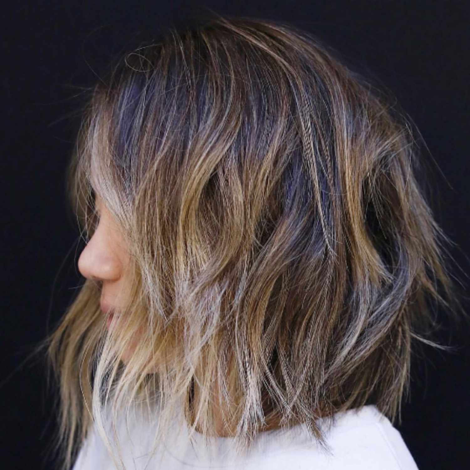 Textured Shag With Blonde Highlights Textured Shag With Blonde Highlights — Blonde to Brunette Hair