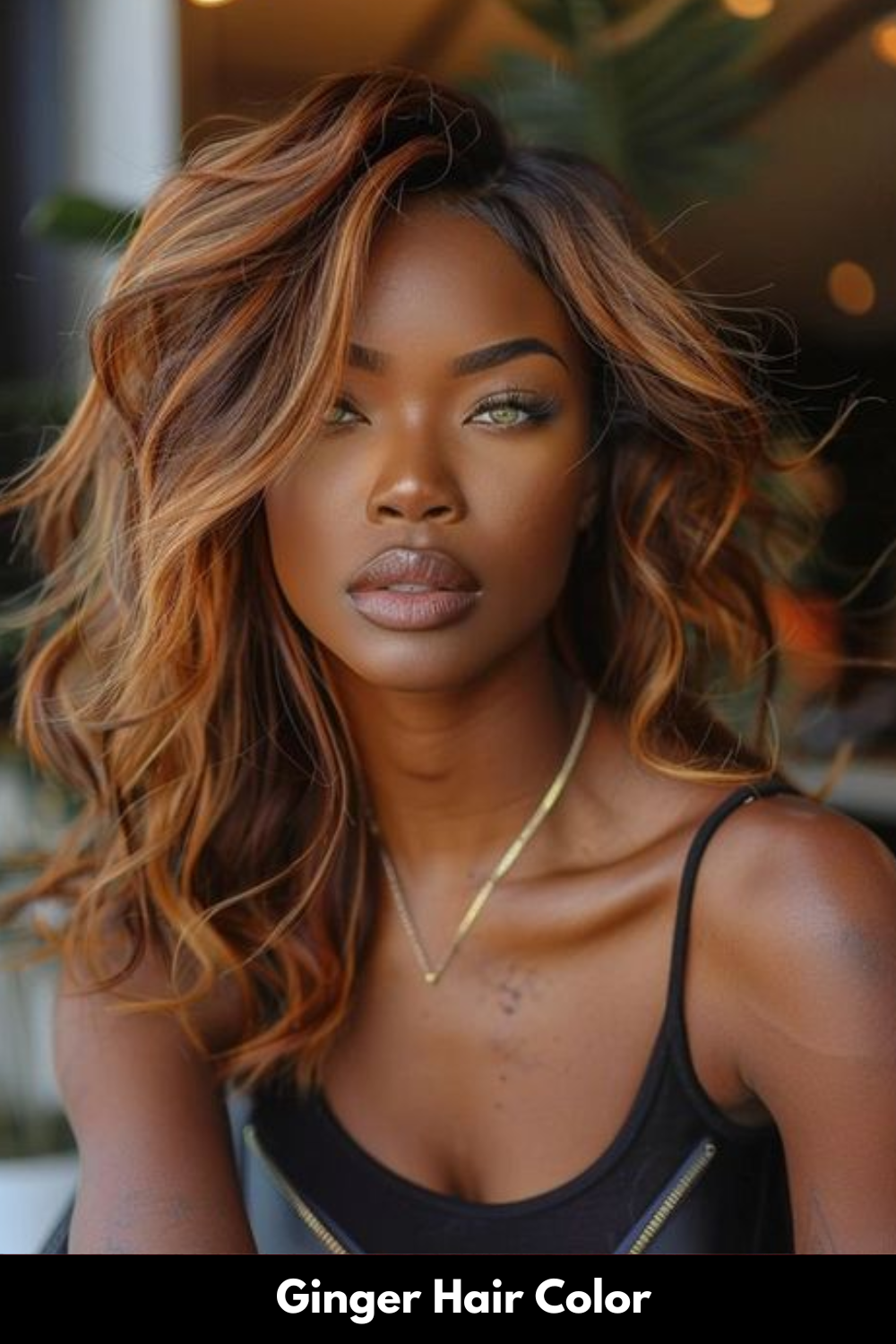 Dark Brown With Warm Copper Caramel Waves — Winter Hair Colors for Black Women