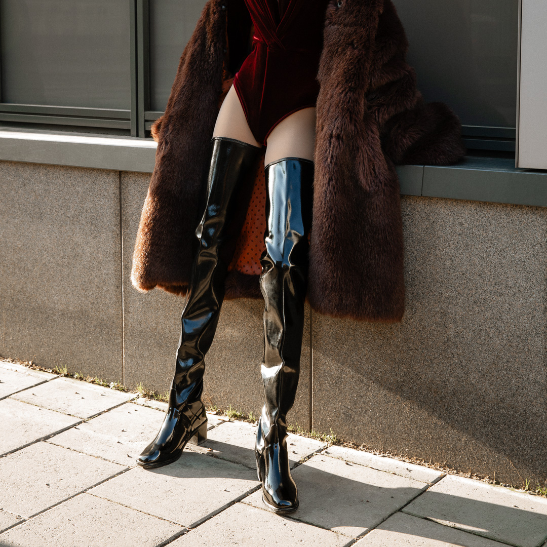 ACQUO Elsa Black · Over-the-knee natural rubber boots 44