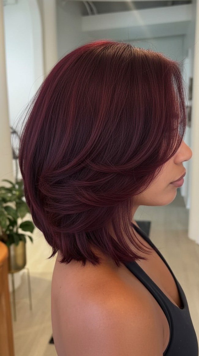Deep Plum Burgundy Chin Bob Deep Plum Burgundy Chin Bob — Burgundy Hair Color