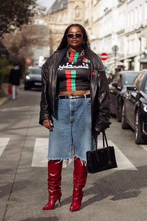 Graphic Tee and Culottes with Red Stiletto Boots — Riding Boots Outfits