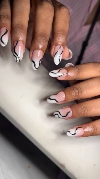 Nude White Swirl Almond Nails Nude White Swirl Almond Nails — classy simple nail designs