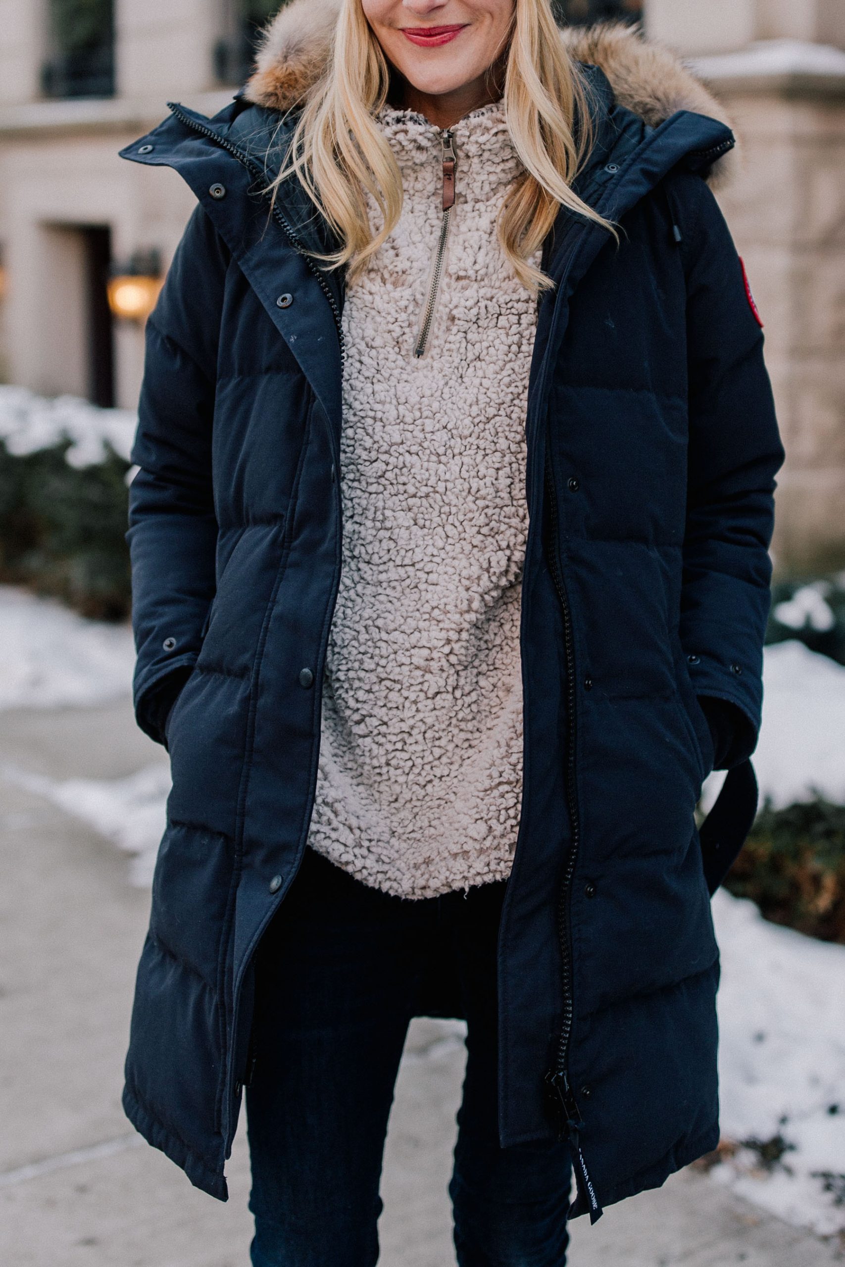 Puffer Coat with Fleece Quarter-Zip Detail Puffer Coat with Fleece Quarter-Zip Detail — Chicago Winter Outfits