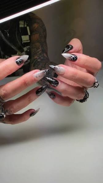 Black Chrome with Silver Flames Black Chrome with Silver Flames — chrome nail designs