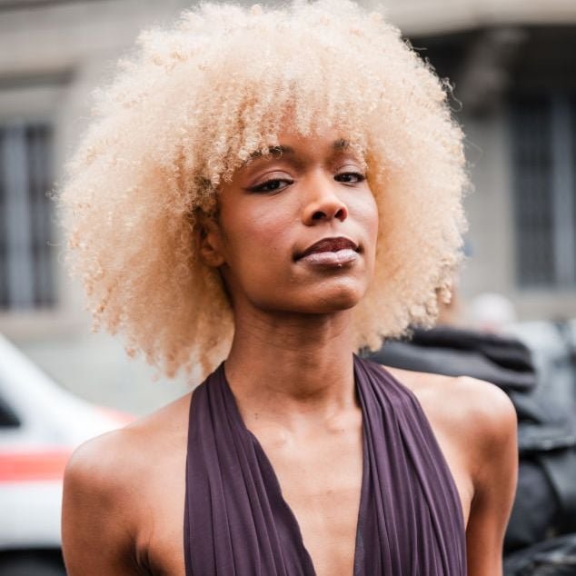 Platinum Blonde Afro Texture — Winter Hair Colors for Black Women