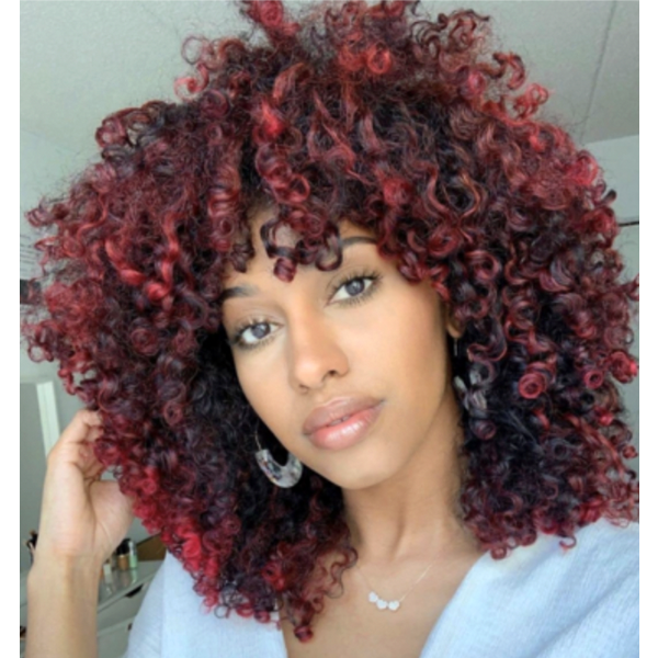 Burgundy Curls With Red Highlights Burgundy Curls With Red Highlights — Burgundy Hair Color