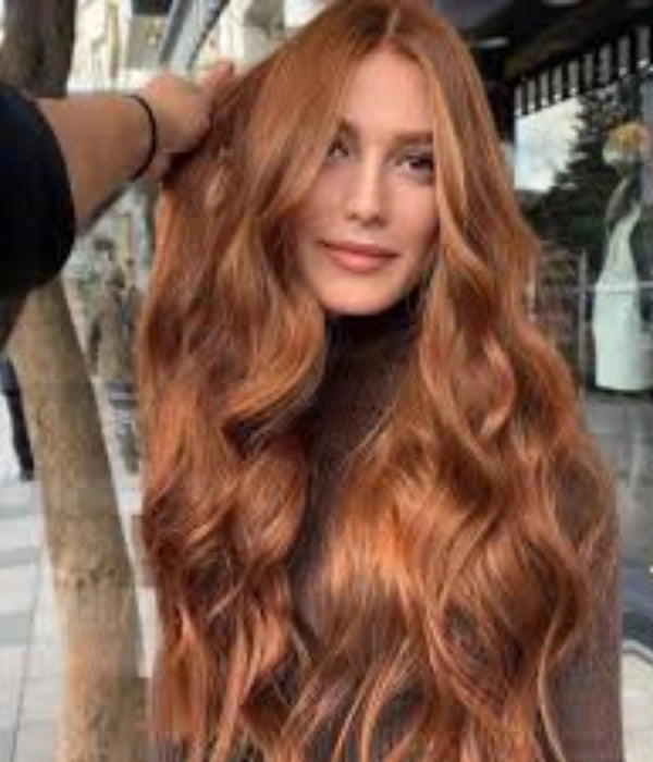 Warm Copper Brown with Blonde Balayage — Winter Hair Colors for Pale Skin