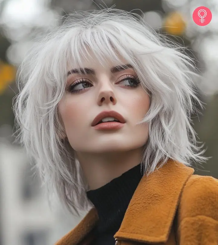 Ash Blonde Shag With Full Fringe Ash Blonde Shag With Full Fringe — Winter Haircuts for Square Faces