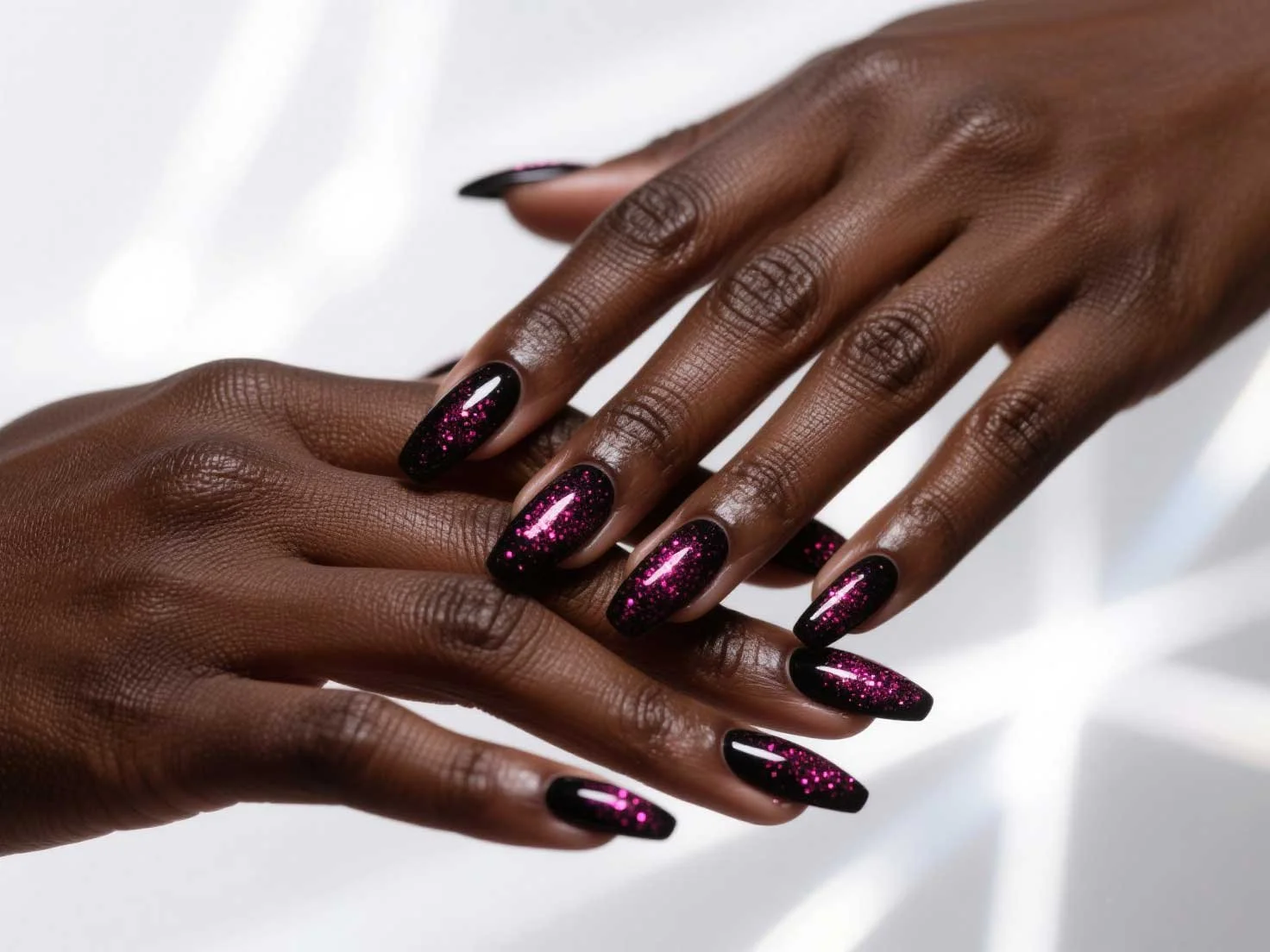 Black Pink Purple Chunky Glitter Black Pink Purple Chunky Glitter — Dark Winter Nails