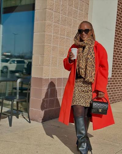 Statement Coat: Red Oversized Layering with Leopard Accents Statement Coat: Red Oversized Layering with Leopard Accents — Winter Outfits for Women Over 50