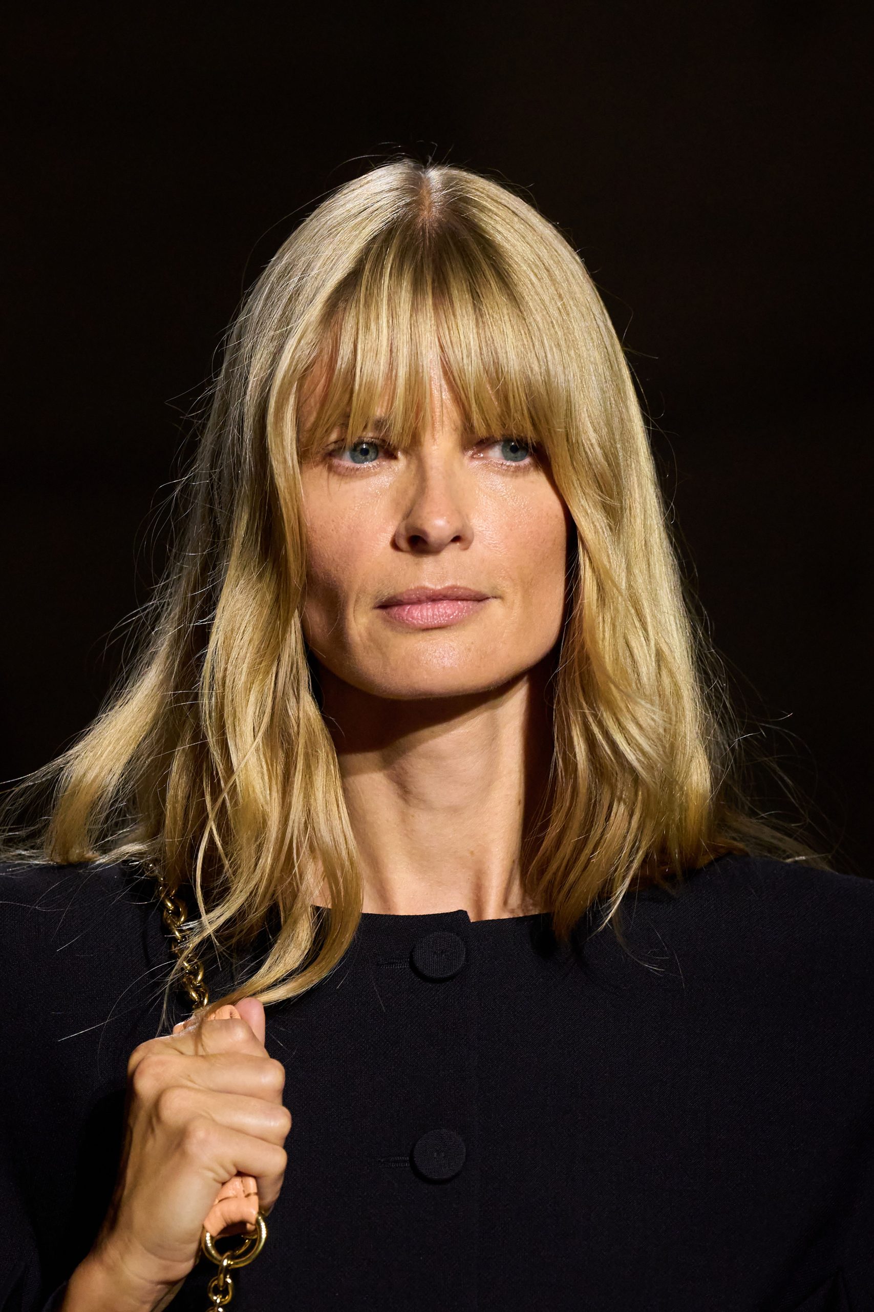 Light Blonde Lob With Blunt Bangs — Winter Haircuts with Bangs