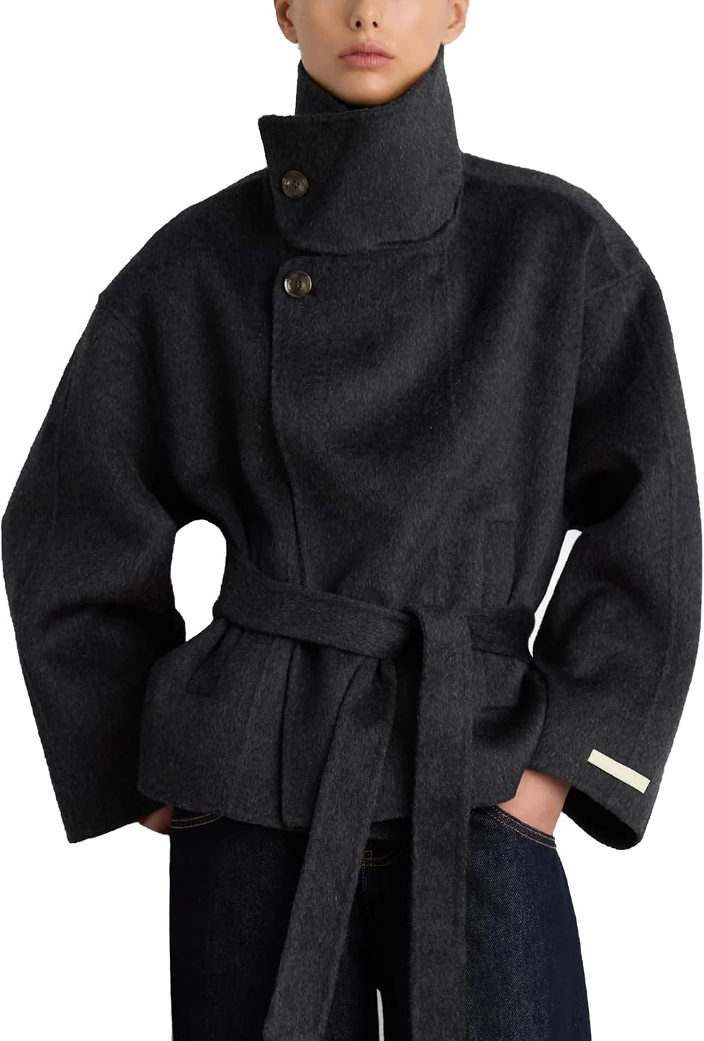 Modern Casual: Beige Cropped Trench-Style Peacoat — Peacoat Outfits
