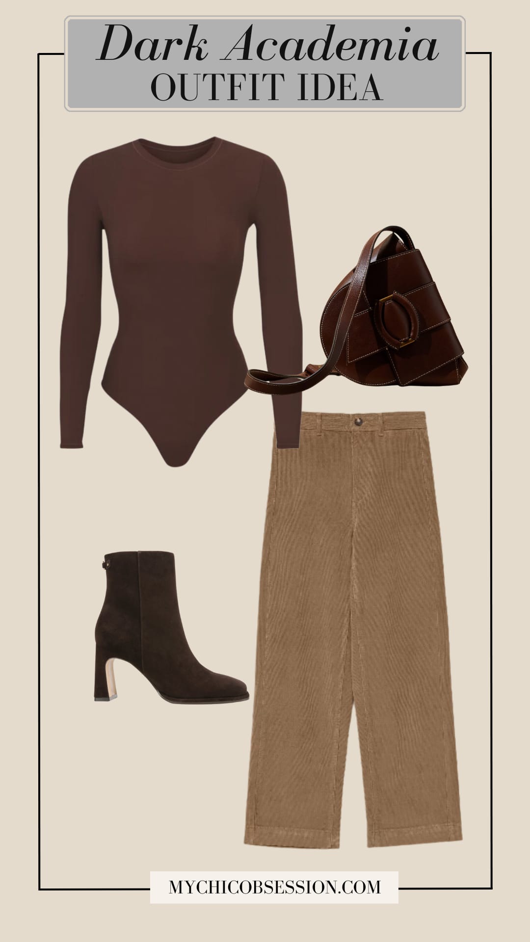 Ribbed Bodysuit and Corduroy Trousers — Dark Academia Winter Outfits