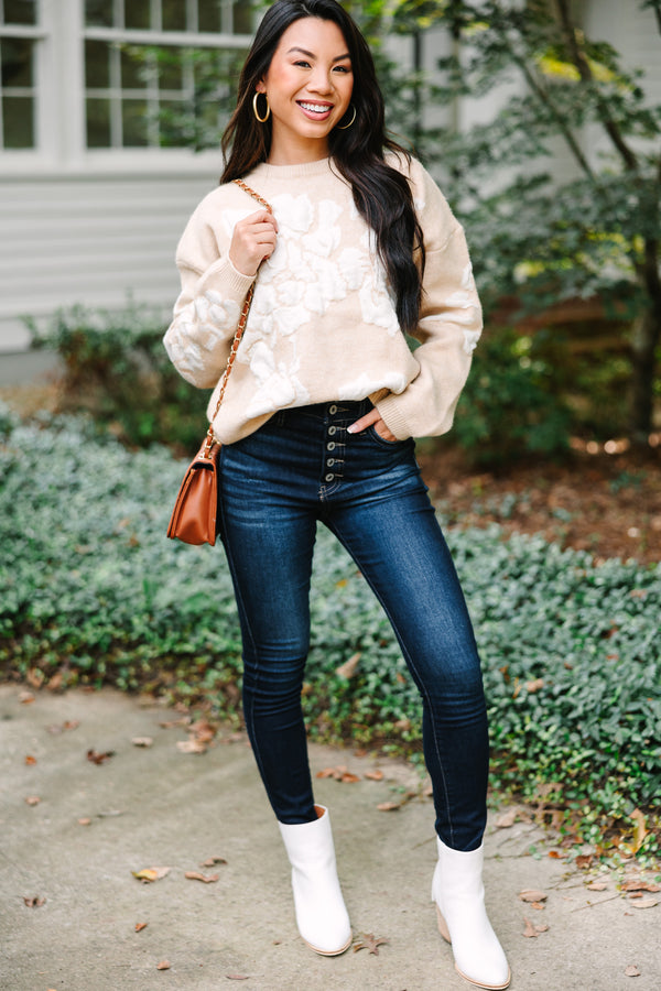 Casual Charm: Embroidered Sweater with Jeans for a Low-Key Winter Birthday — Winter Birthday Outfits
