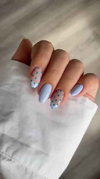Periwinkle Blue with Dark Dots Periwinkle Blue with Dark Dots — blue nail inspo