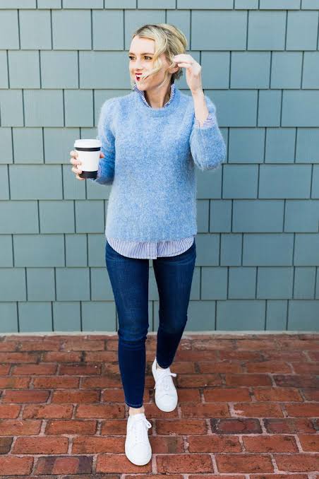 Fuzzy Sweater and Stripes for a Cozy Casual Look Fuzzy Sweater and Stripes for a Cozy Casual Look — Winter Outfits for Petite Women