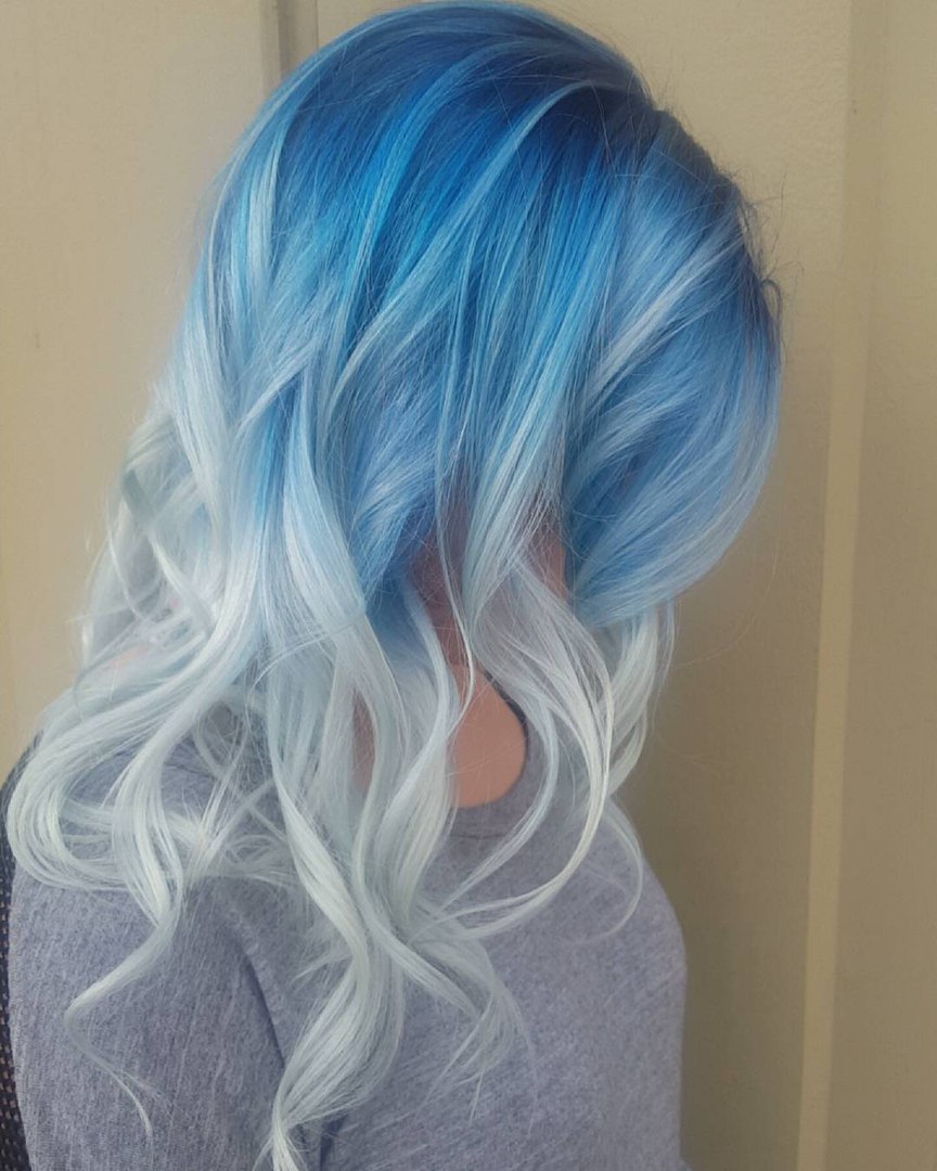 Blue to White Gradient — Winter Hair Colors for Blue Eyes