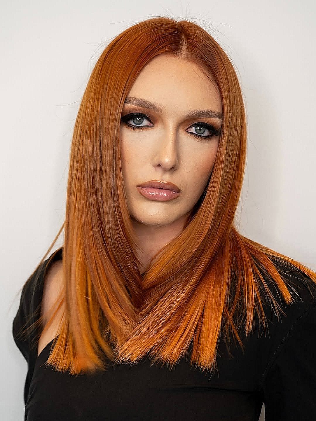 Uniform Vibrant Copper Lob Uniform Vibrant Copper Lob — Winter Copper Hair Color